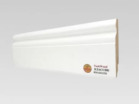 Плинтус МДФ TECKWOOD белый Классик 80х16х2150